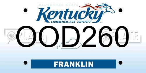 OOD260 Kentucky License Plate