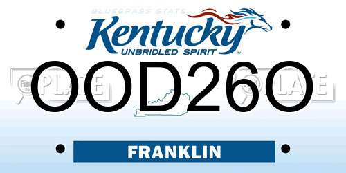 OOD26O Kentucky License Plate