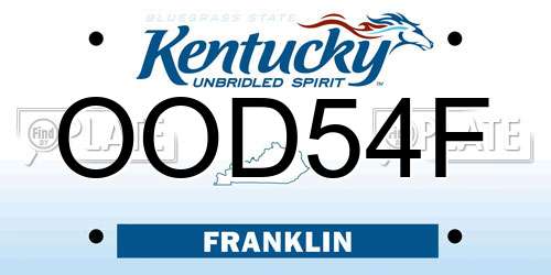 OOD54F Kentucky License Plate