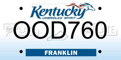 OOD760 Kentucky License Plate