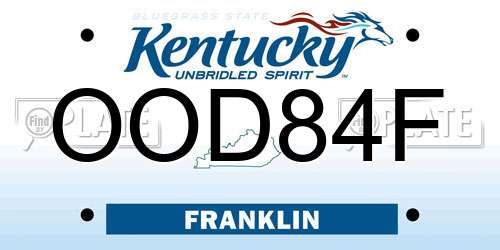 OOD84F Kentucky License Plate