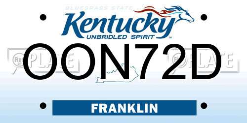 OON72D Kentucky License Plate