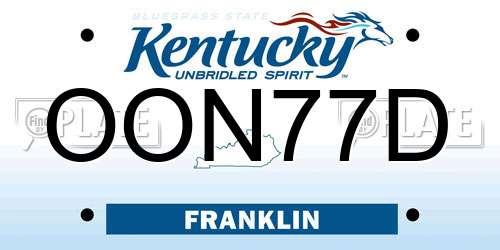 OON77D Kentucky License Plate