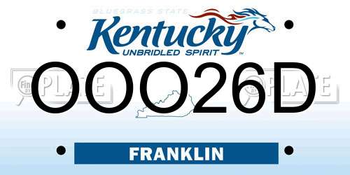OOO26D Kentucky License Plate