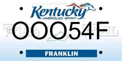 OOO54F Kentucky License Plate