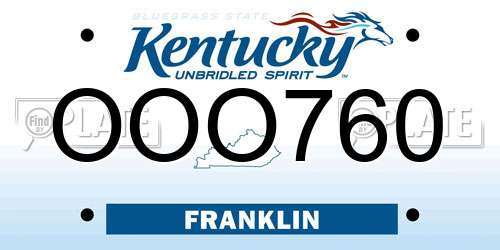 OOO760 Kentucky License Plate