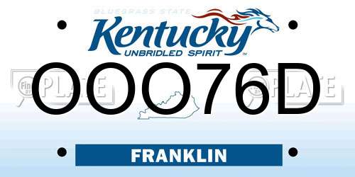 OOO76D Kentucky License Plate