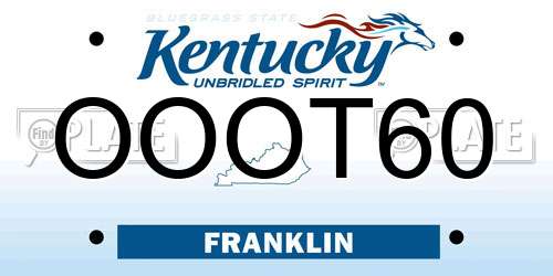 OOOT60 Kentucky License Plate