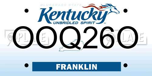 OOQ26O Kentucky License Plate
