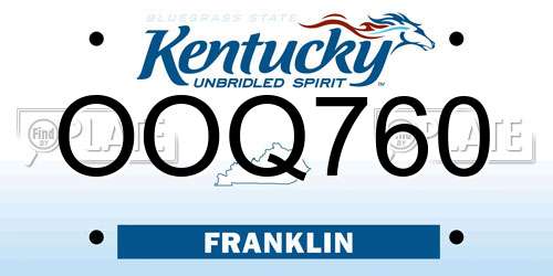 OOQ760 Kentucky License Plate