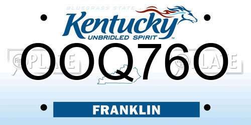 OOQ76O Kentucky License Plate