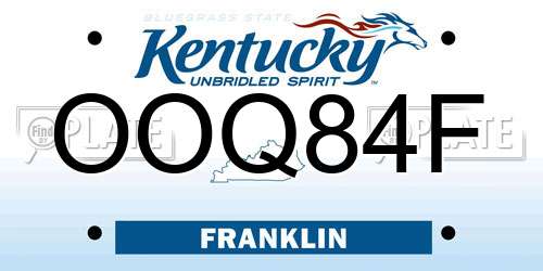 OOQ84F Kentucky License Plate