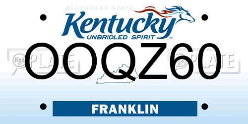 OOQZ60 Kentucky License Plate