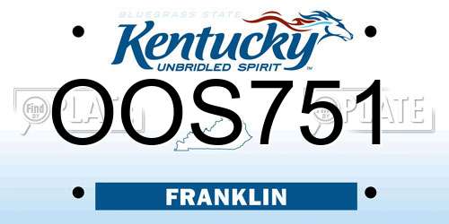 OOS751 Kentucky License Plate