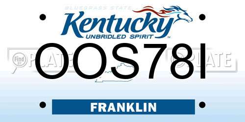 OOS78I Kentucky License Plate
