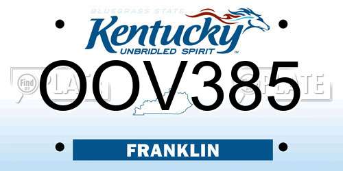 OOV385 Kentucky License Plate