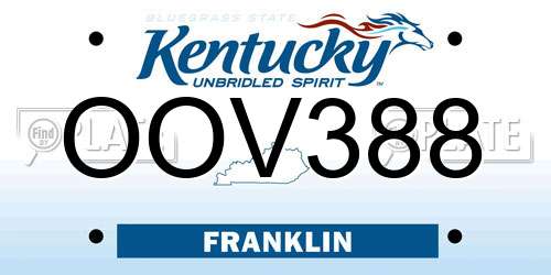 OOV388 Kentucky License Plate