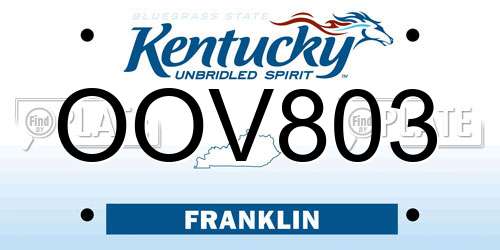 OOV803 Kentucky License Plate