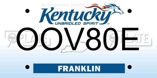 OOV80E Kentucky License Plate