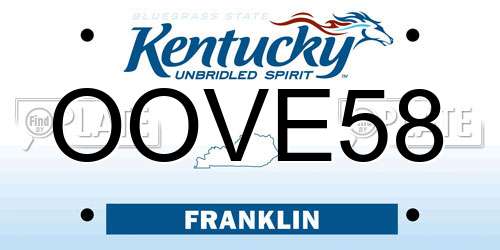OOVE58 Kentucky License Plate