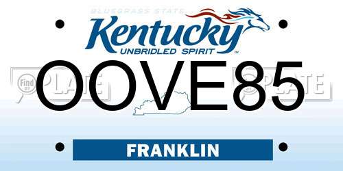 OOVE85 Kentucky License Plate