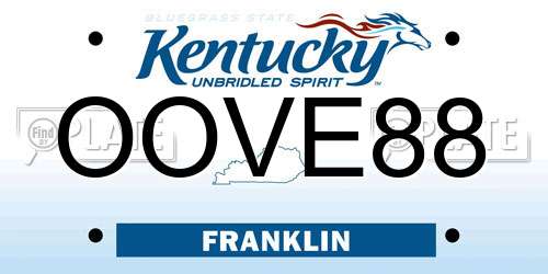 OOVE88 Kentucky License Plate