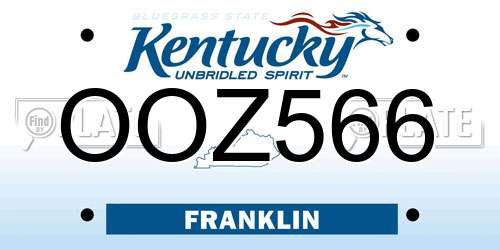 OOZ566 Kentucky License Plate