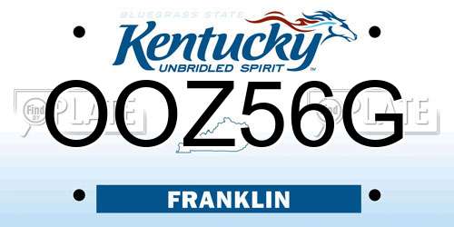 OOZ56G Kentucky License Plate