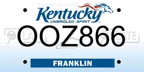 OOZ866 Kentucky License Plate