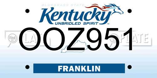 OOZ951 Kentucky License Plate