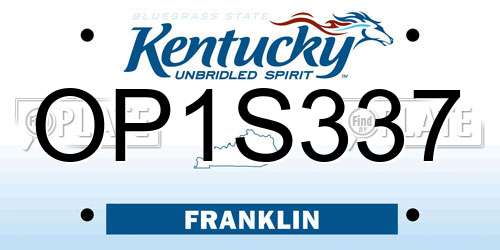 OP1S337 Kentucky License Plate