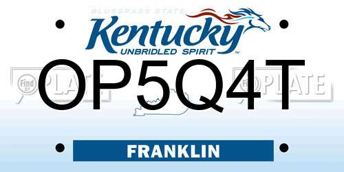 OP5Q4T Kentucky License Plate
