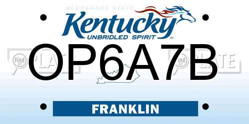 OP6A7B Kentucky License Plate