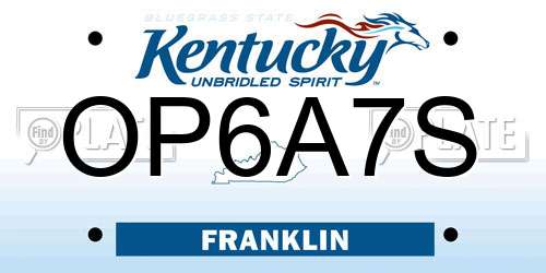 OP6A7S Kentucky License Plate