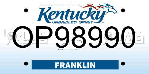 OP98990 Kentucky License Plate