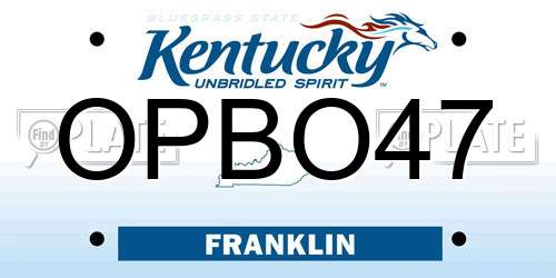 OPBO47 Kentucky License Plate