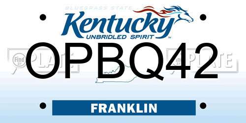 OPBQ42 Kentucky License Plate