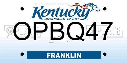 OPBQ47 Kentucky License Plate