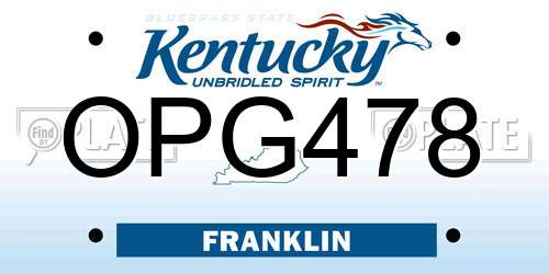 OPG478 Kentucky License Plate