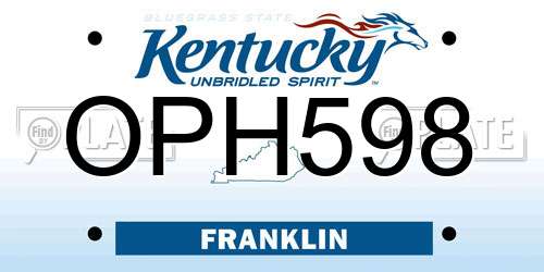 OPH598 Kentucky License Plate