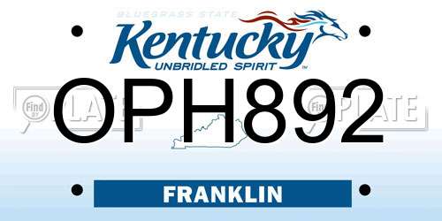 OPH892 Kentucky License Plate