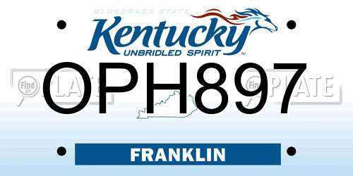 OPH897 Kentucky License Plate