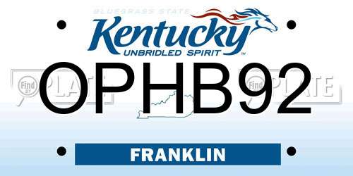 OPHB92 Kentucky License Plate