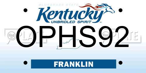 OPHS92 Kentucky License Plate