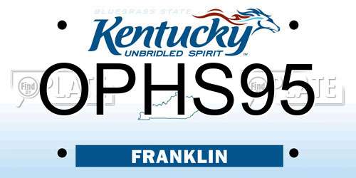 OPHS95 Kentucky License Plate
