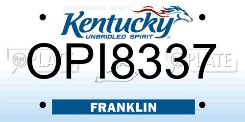 OPI8337 Kentucky License Plate