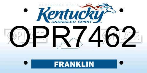 OPR7462 Kentucky License Plate