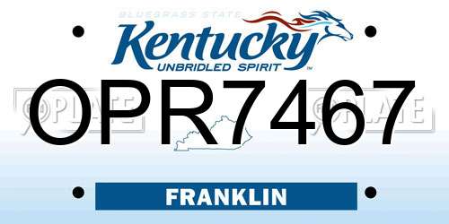 OPR7467 Kentucky License Plate