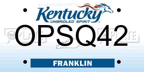 OPSQ42 Kentucky License Plate