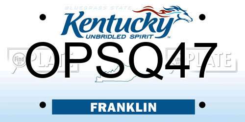 OPSQ47 Kentucky License Plate